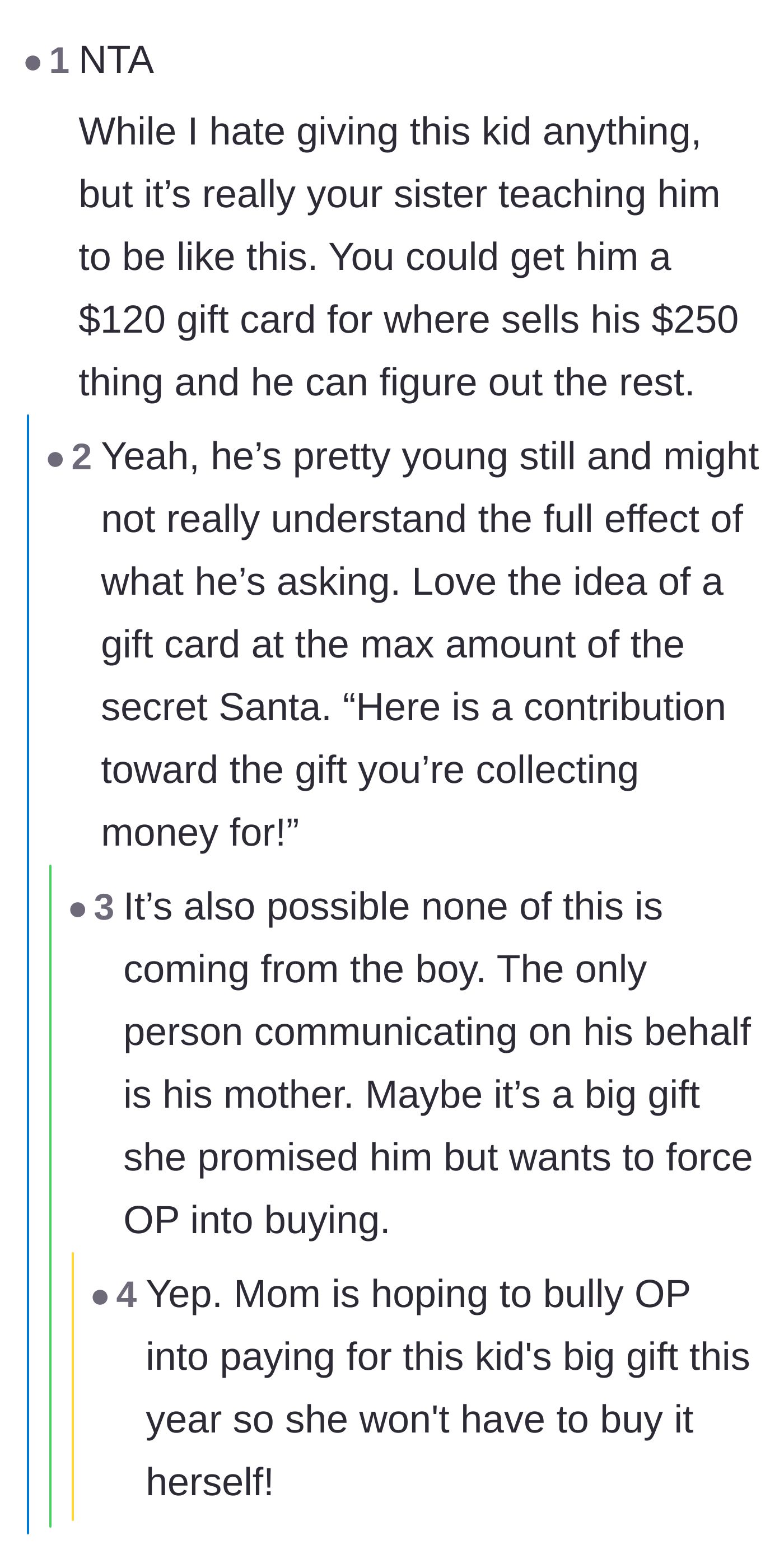 Comment thread 4 - Discussion on how the 10-year-old might be clueless and the mother is the real mastermind behind the demand.