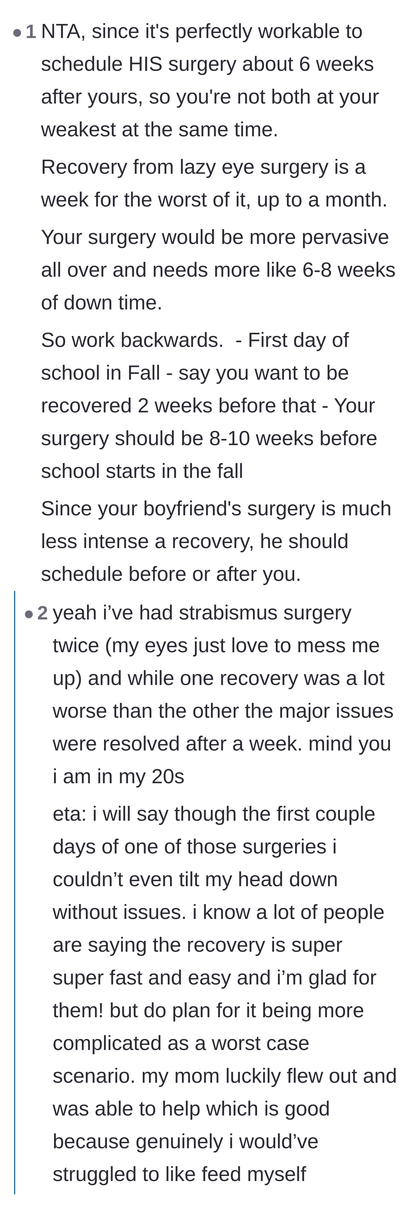 Comment thread 4 - A logical breakdown of a summer timeline that easily accommodates both recovery periods.