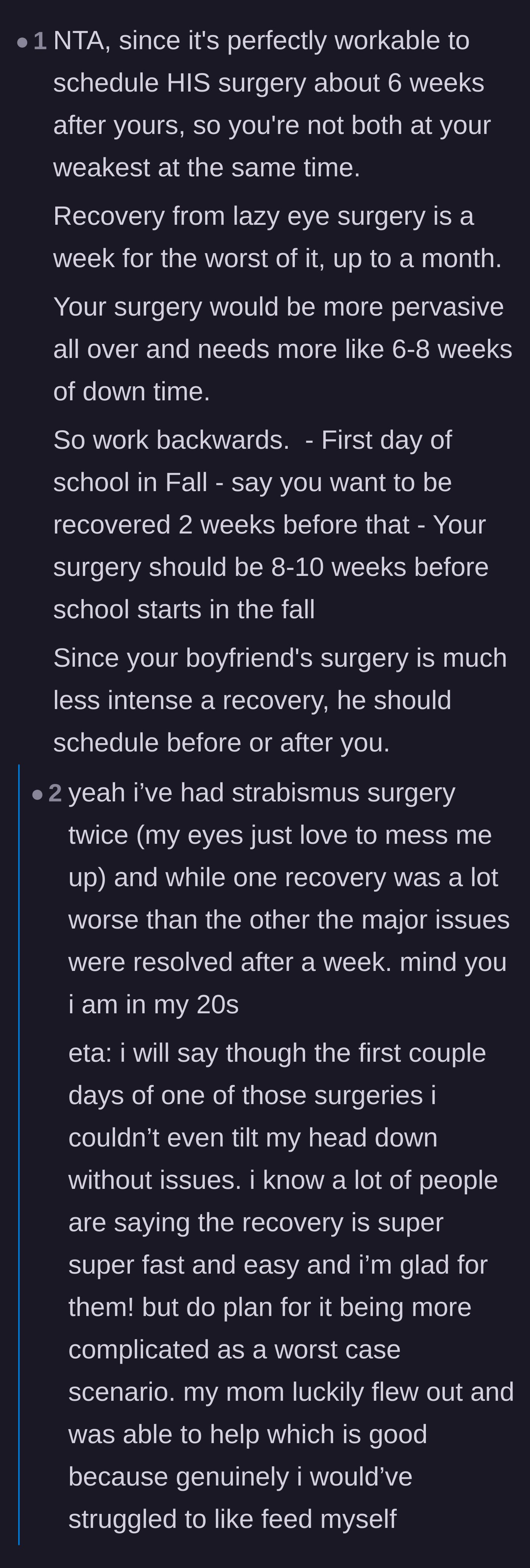 Comment thread 4 - A logical breakdown of a summer timeline that easily accommodates both recovery periods.