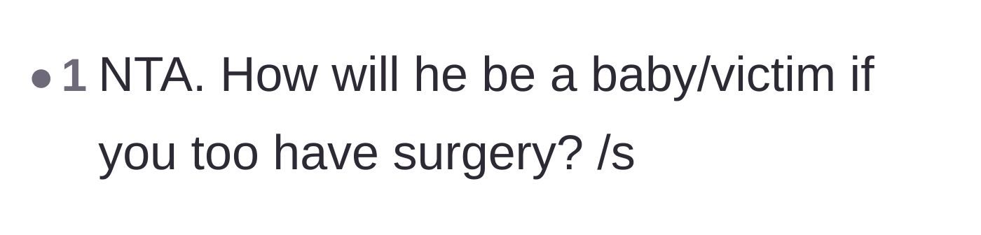 Comment thread 6 - A sarcastic remark suggesting the boyfriend is just upset he can't play the sole victim.