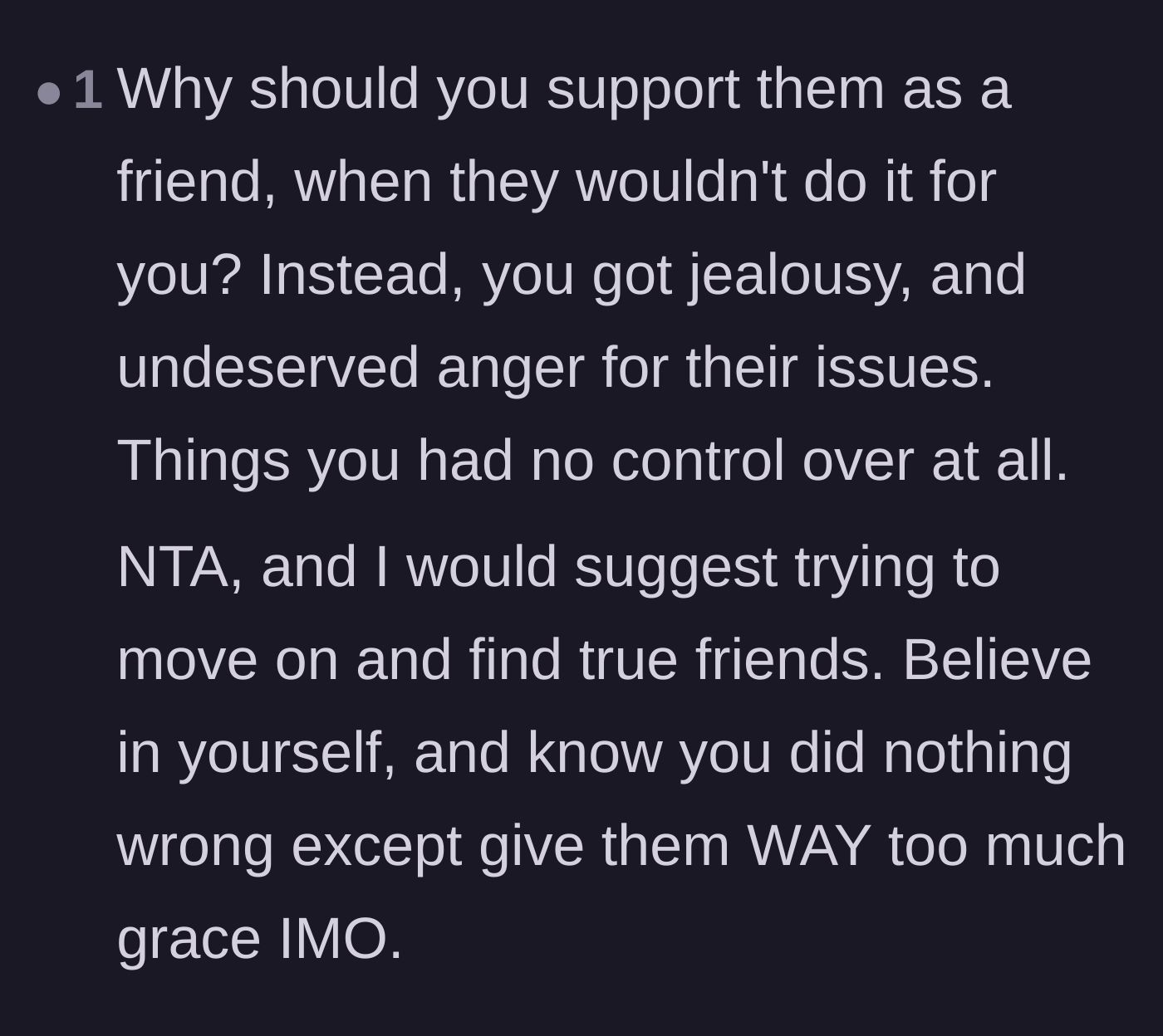 Comment thread 4 - Calling out the blatant double standard of expecting support after offering nothing but unprovoked anger.