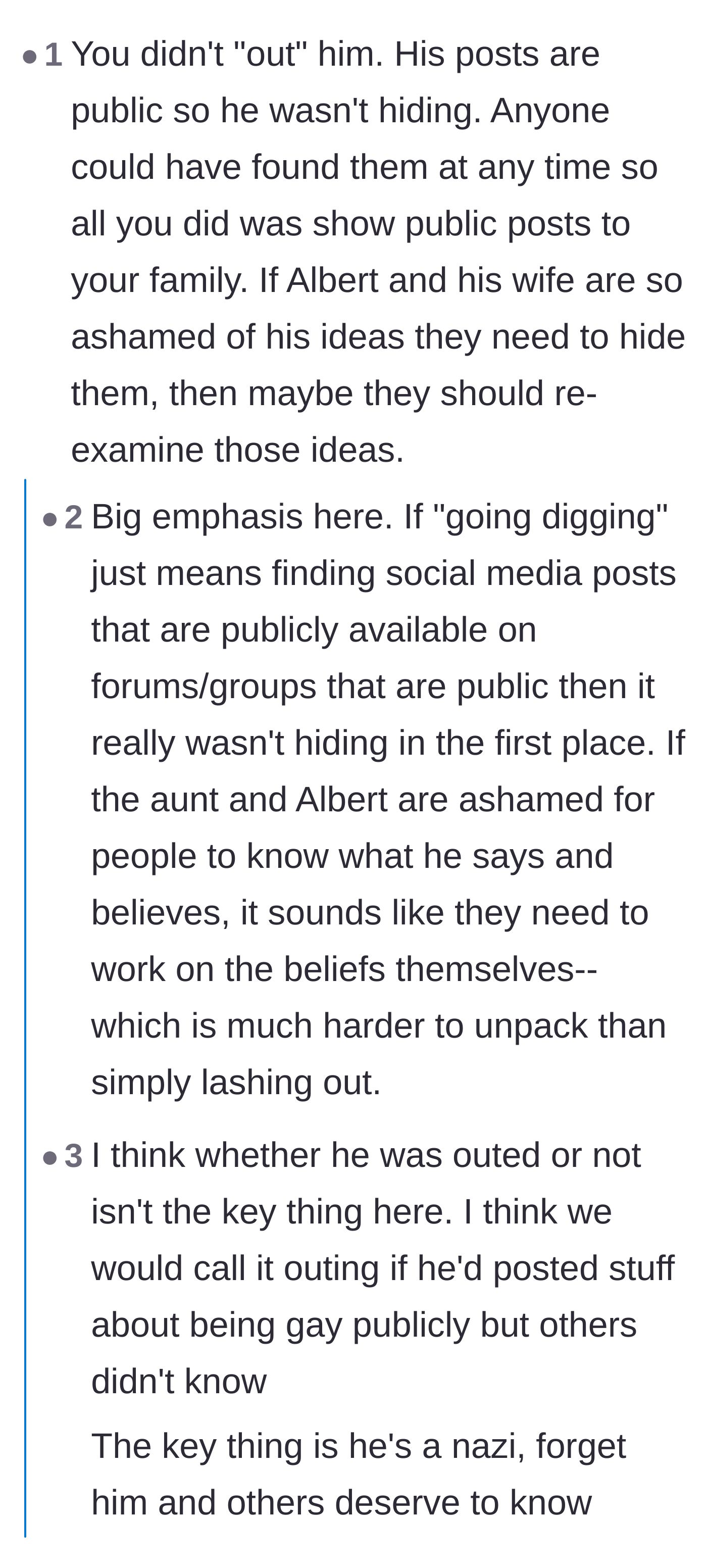 Comment thread 1 - A discussion on how sharing publicly available social media posts does not constitute an invasion of privacy.