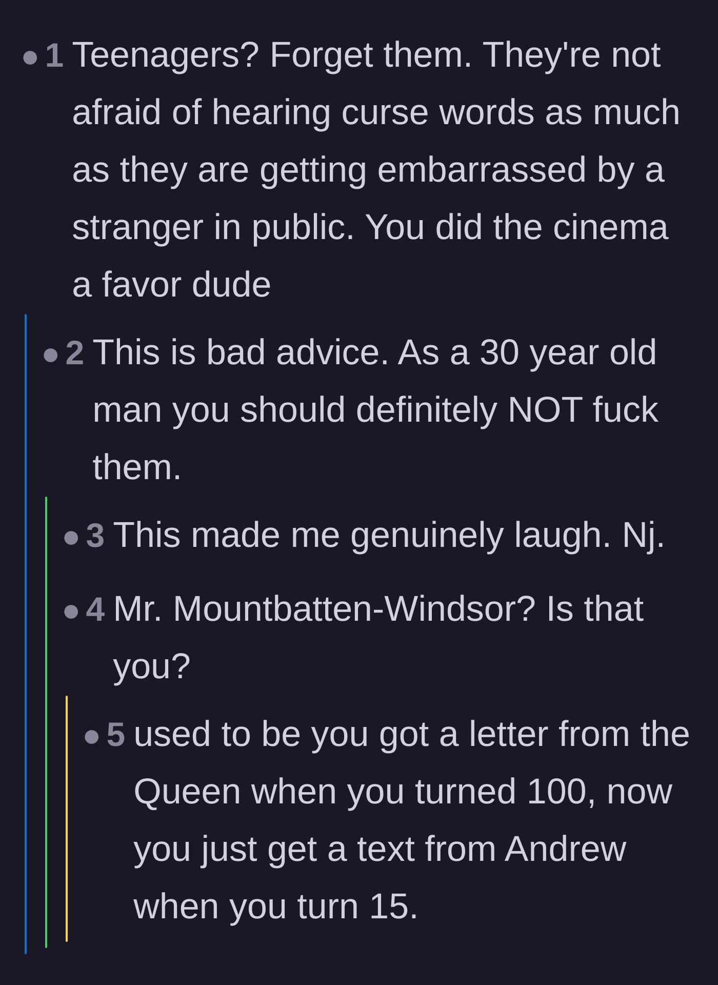 Comment thread 3 - A funny exchange where a commenter purposefully misinterprets a curse word for comedic effect.
