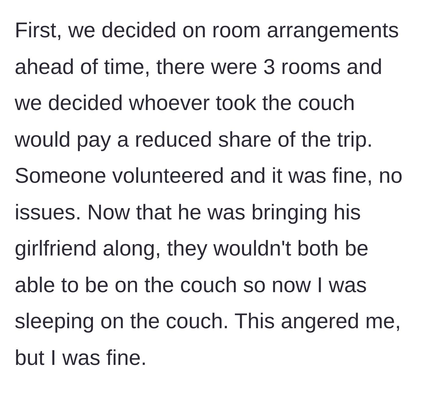Story part 4 - OP gets kicked to the couch.