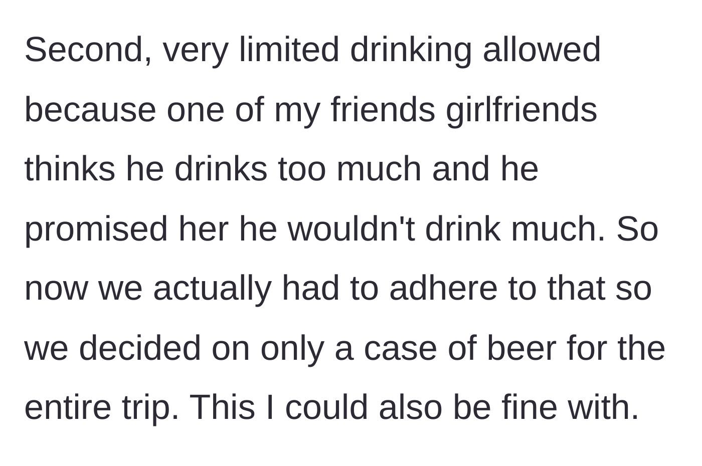 Story part 5 - Booze gets rationed for the whole group.