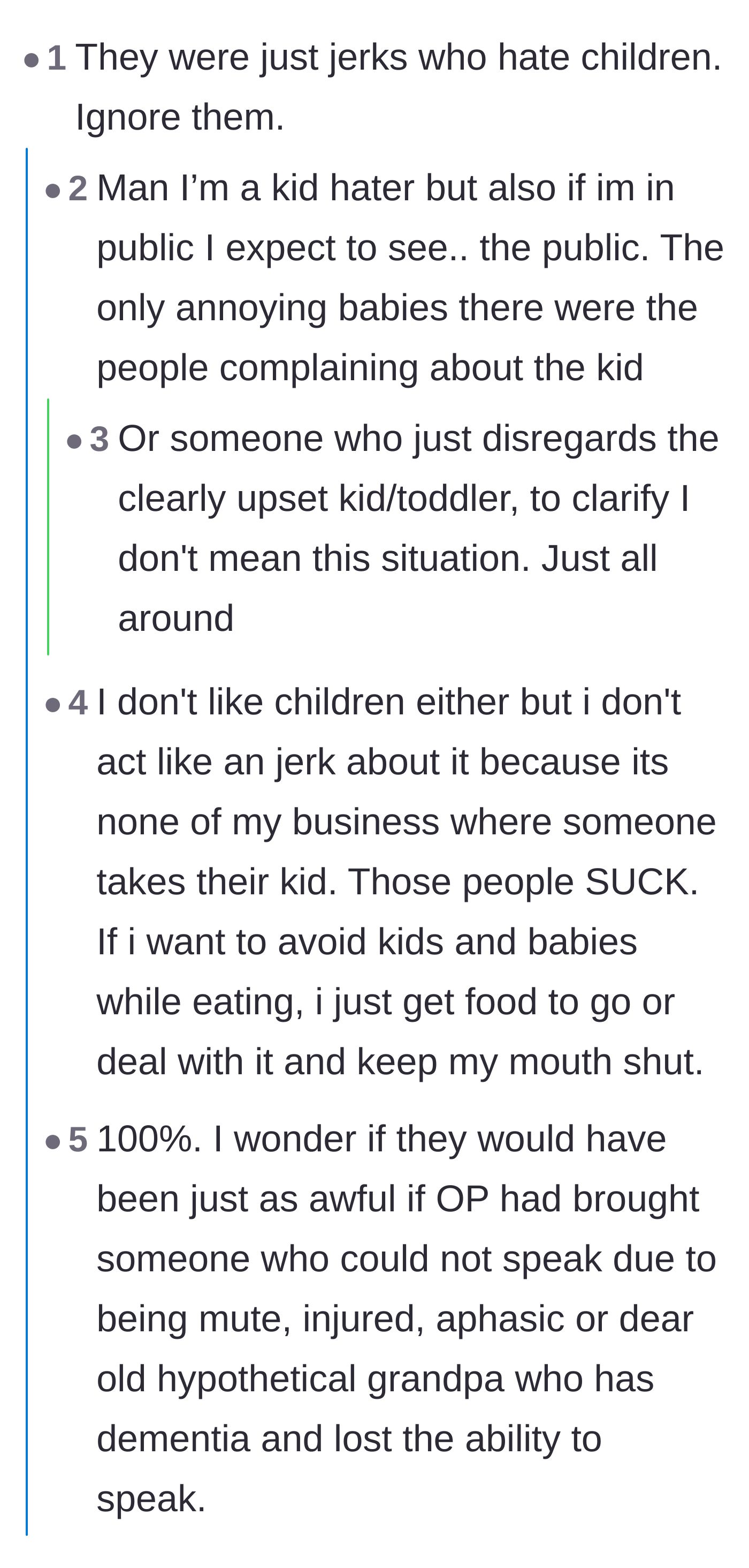 Comment thread 4 - Self-proclaimed child-free readers and kid-haters calling out the strangers for being unreasonable.