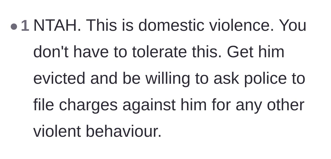 Comment thread 3 - User correctly identifies the brother's actions as domestic violence.