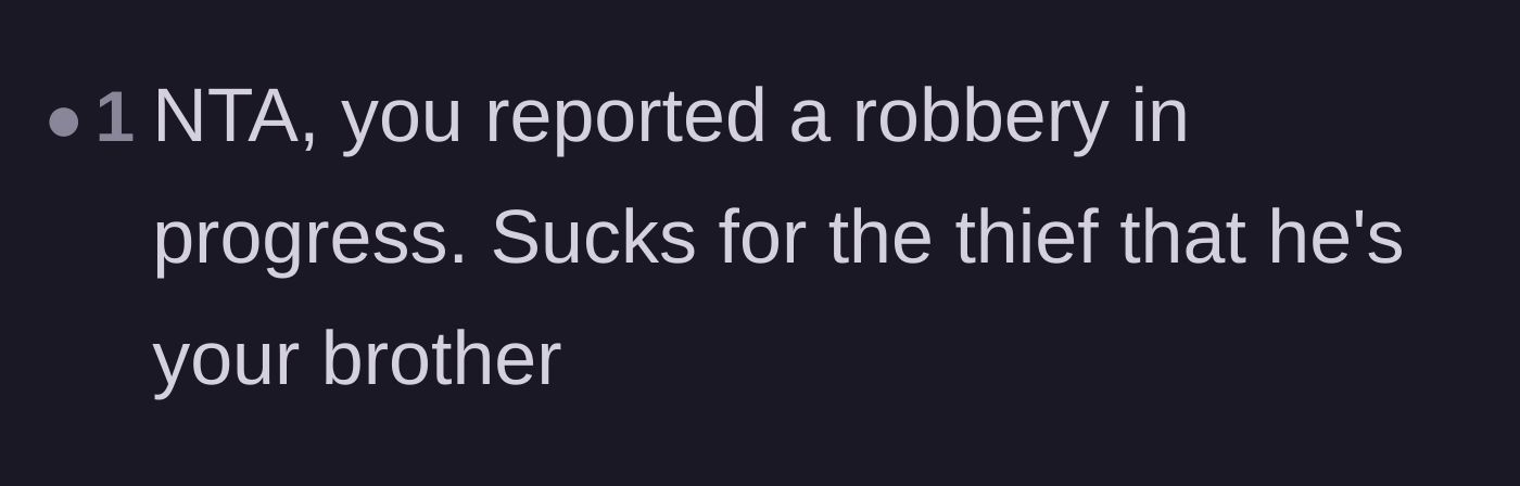 Comment thread 5 - Pointing out that blood relation doesn't excuse attempted robbery.