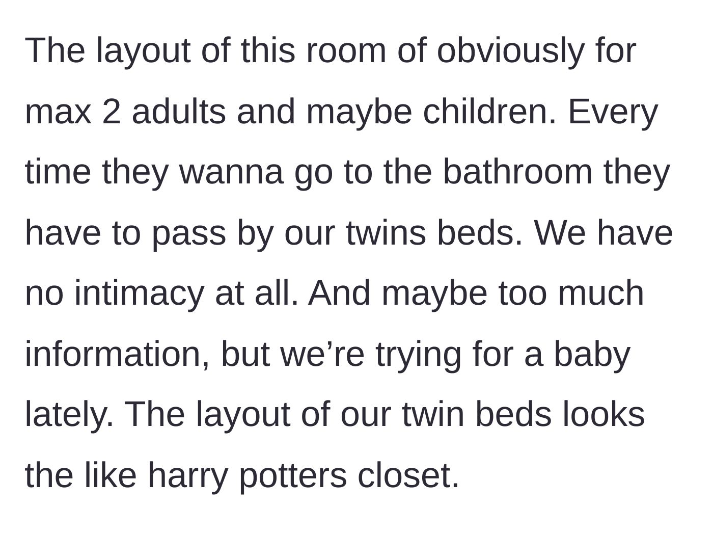Story part 3 - Sister describes the awkward lack of privacy, sharing bathroom access with her mom while trying to conceive.