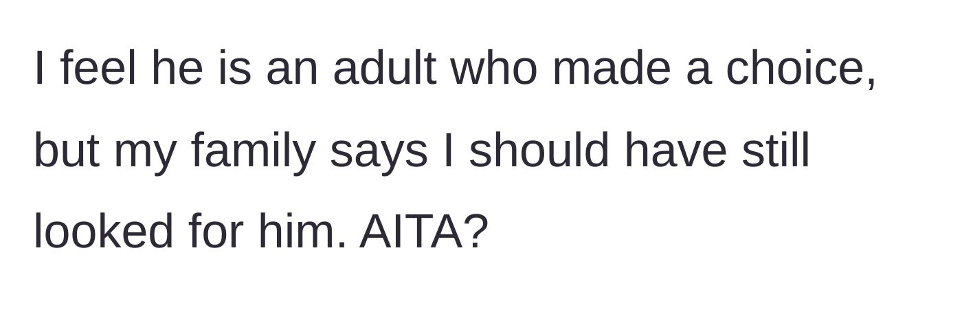Story part 5 - The sister questions if she was wrong for treating him like an adult.