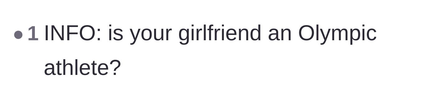 Comment thread 5 - A humorous comment asking if the girlfriend is an Olympic athlete.