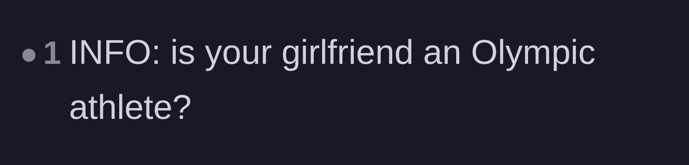Comment thread 5 - A humorous comment asking if the girlfriend is an Olympic athlete.