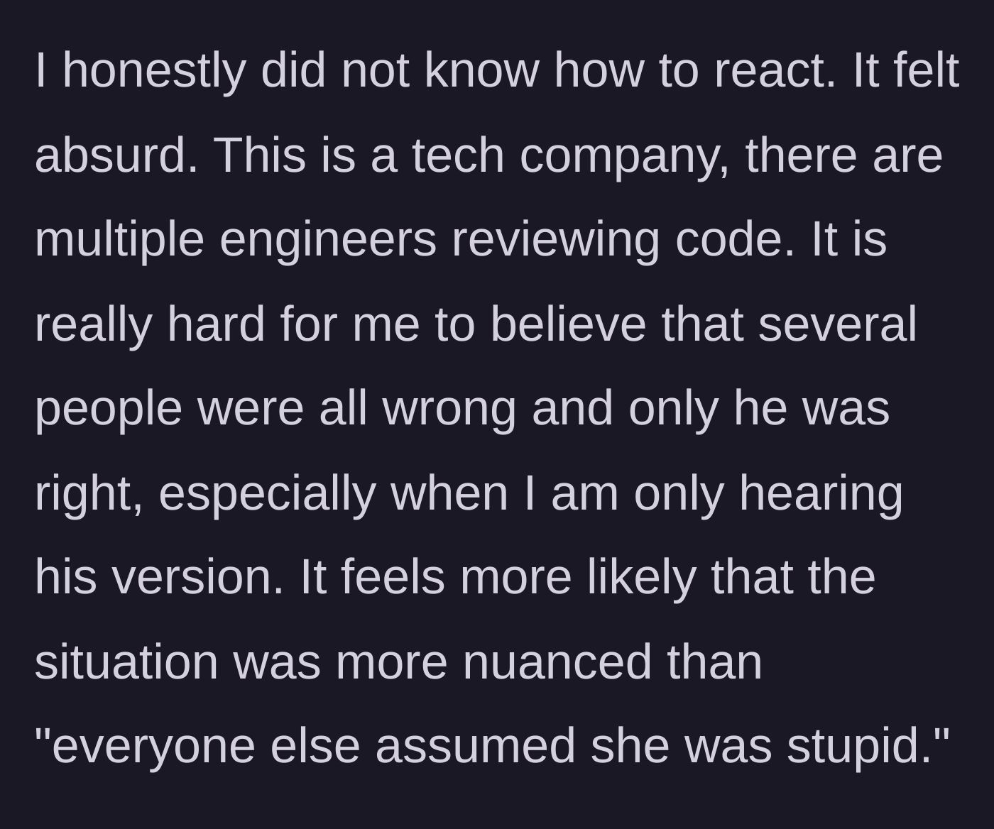 Story part 3 - Main character logically questions how multiple engineers could be wrong while only he is right.