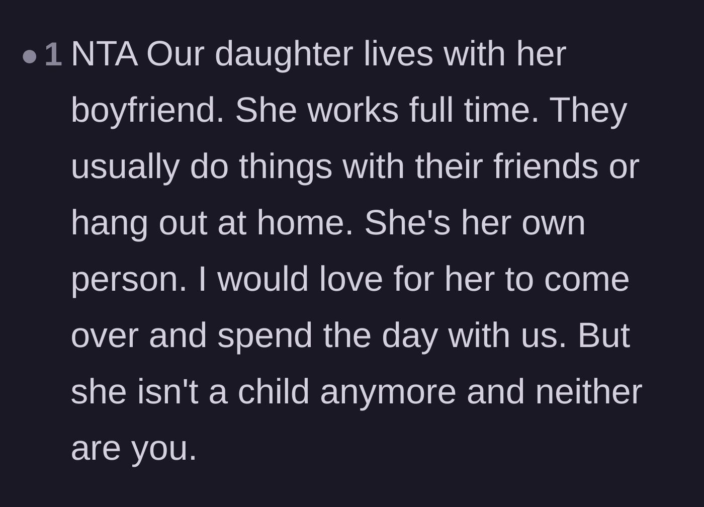 Comment thread 6 - A parent sharing how they handle their own adult daughter's independence with respect