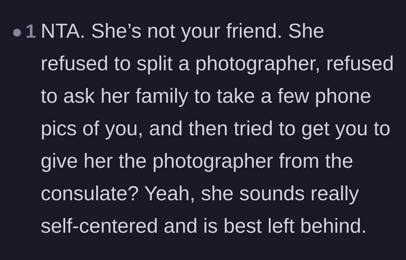 Comment thread 5 - Advising the graduate to leave her self-centered roommate behind as she starts her next chapter