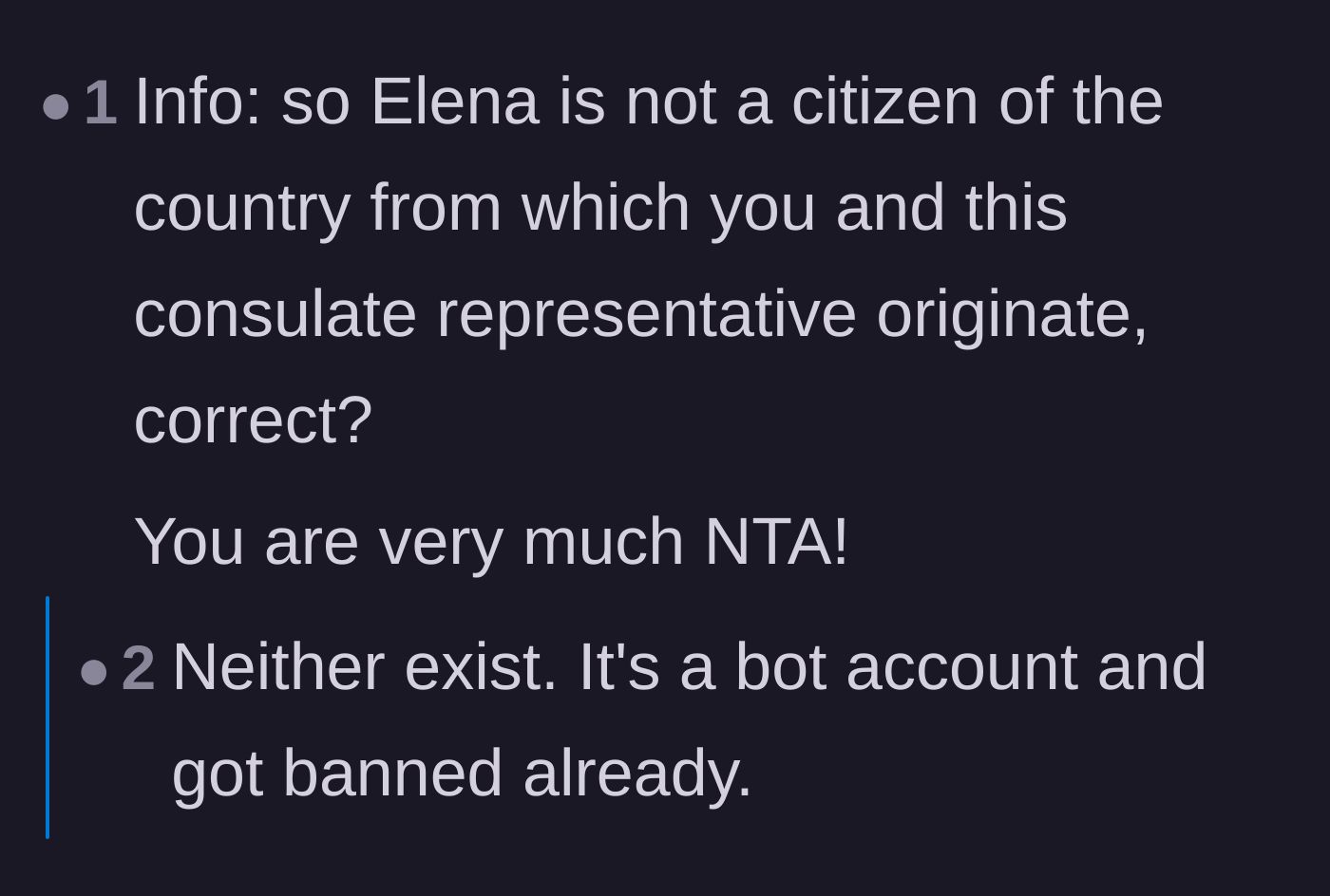 Comment thread 6 - Questioning the roommate's citizenship status and debating whether the original post came from a bot account