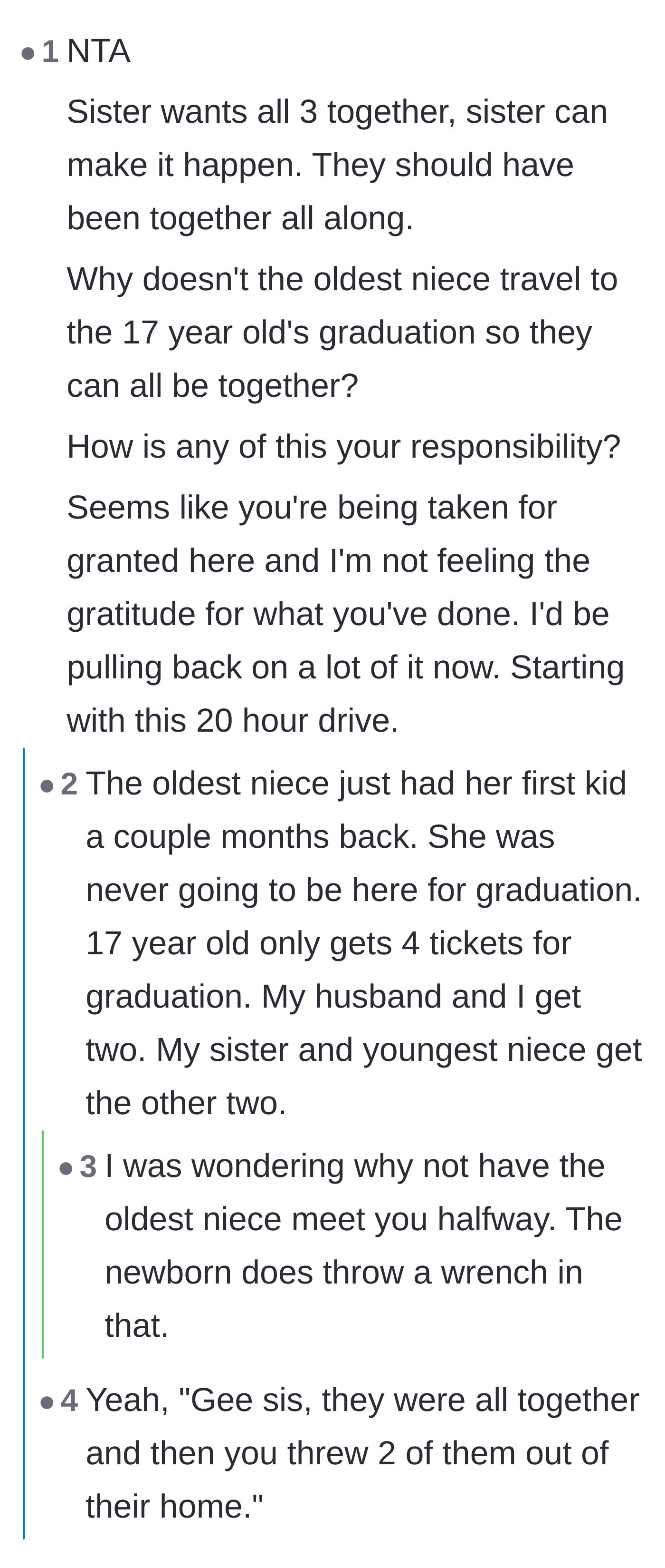 Comment thread 2 - Commenters emphasize that the sister should manage the logistics if she wants the reunion, urging the aunt to set boundaries.