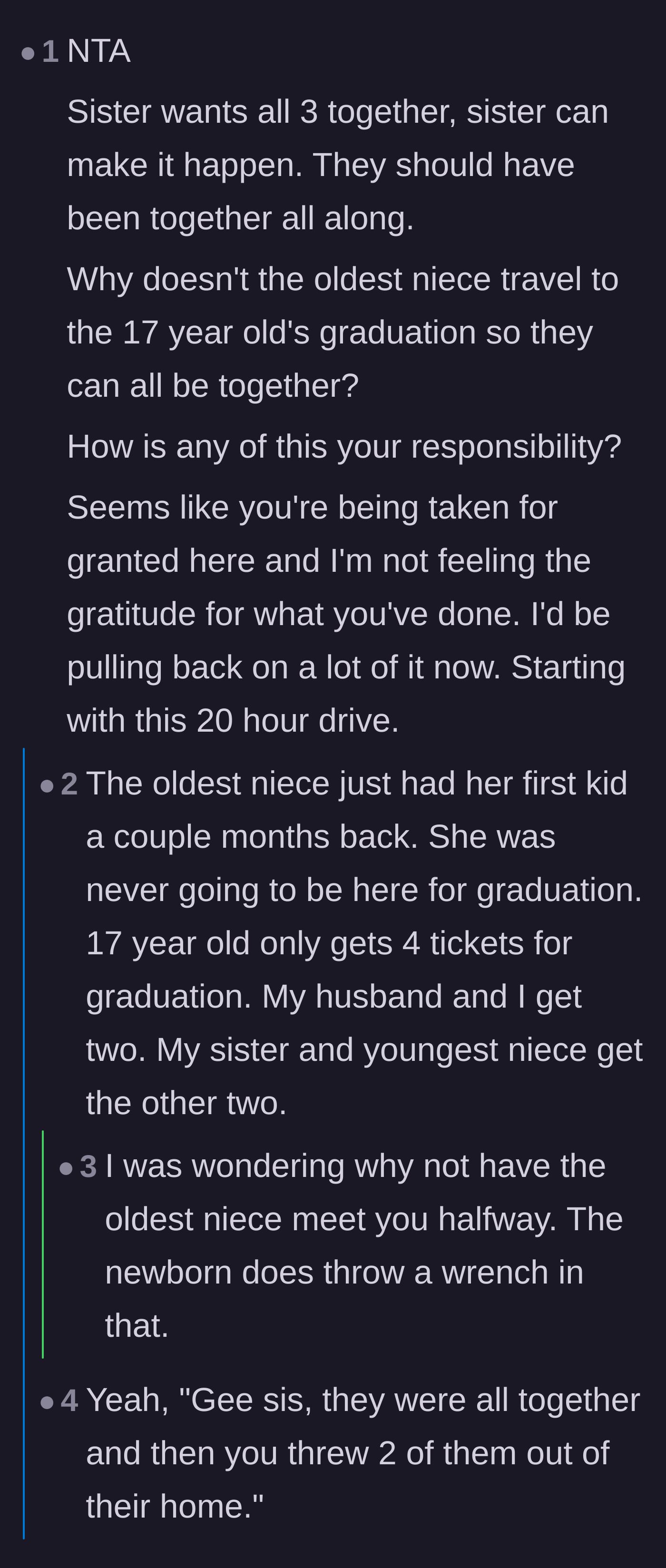 Comment thread 2 - Commenters emphasize that the sister should manage the logistics if she wants the reunion, urging the aunt to set boundaries.