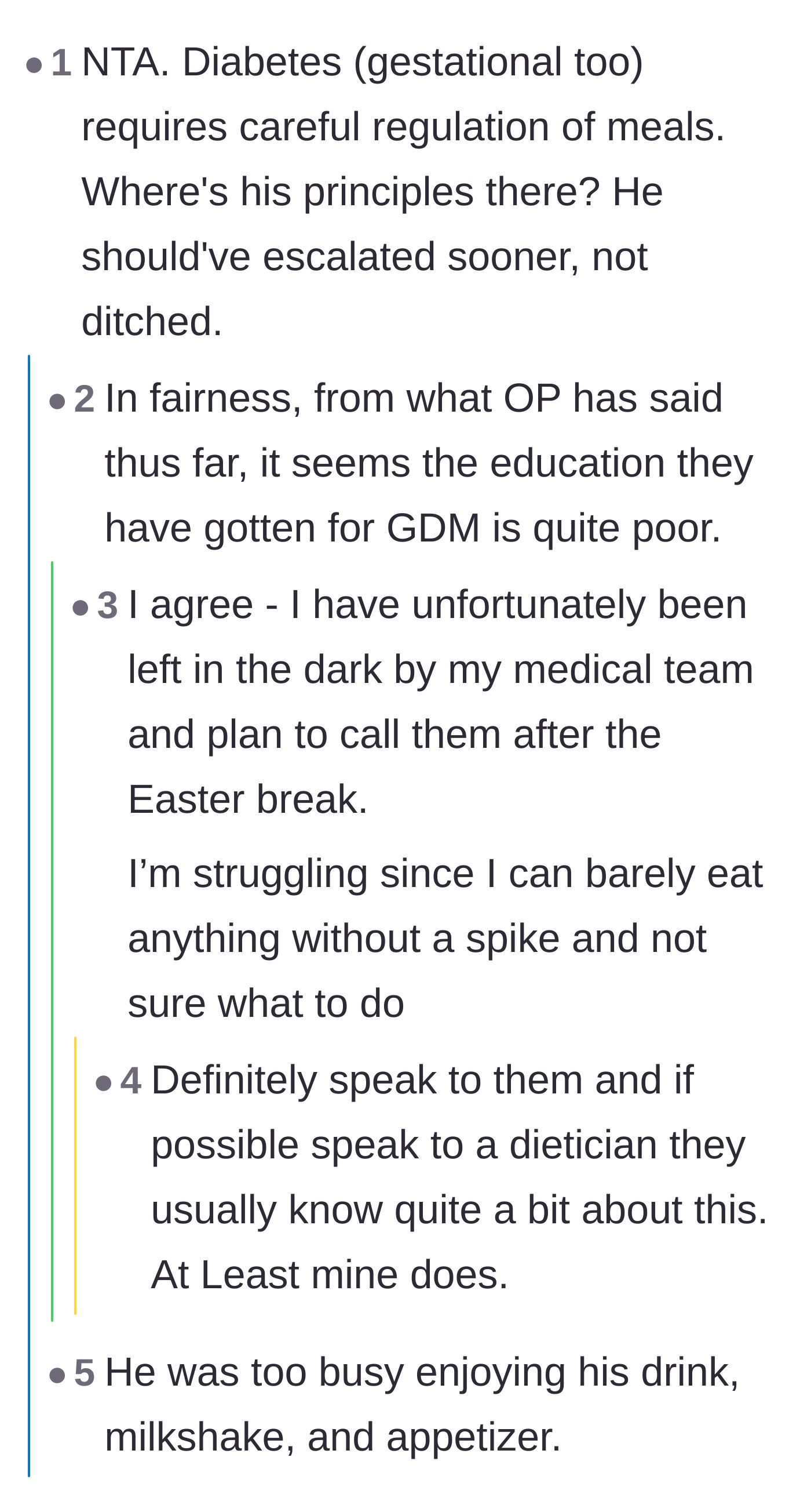 Comment thread 3 - Advice from other mothers about managing gestational diabetes and the desperate need for a supportive partner.