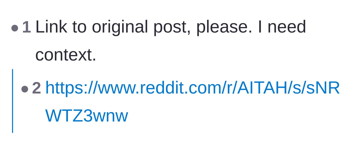 Comment thread 5 - A user asks for the link to the original context to get the full story.