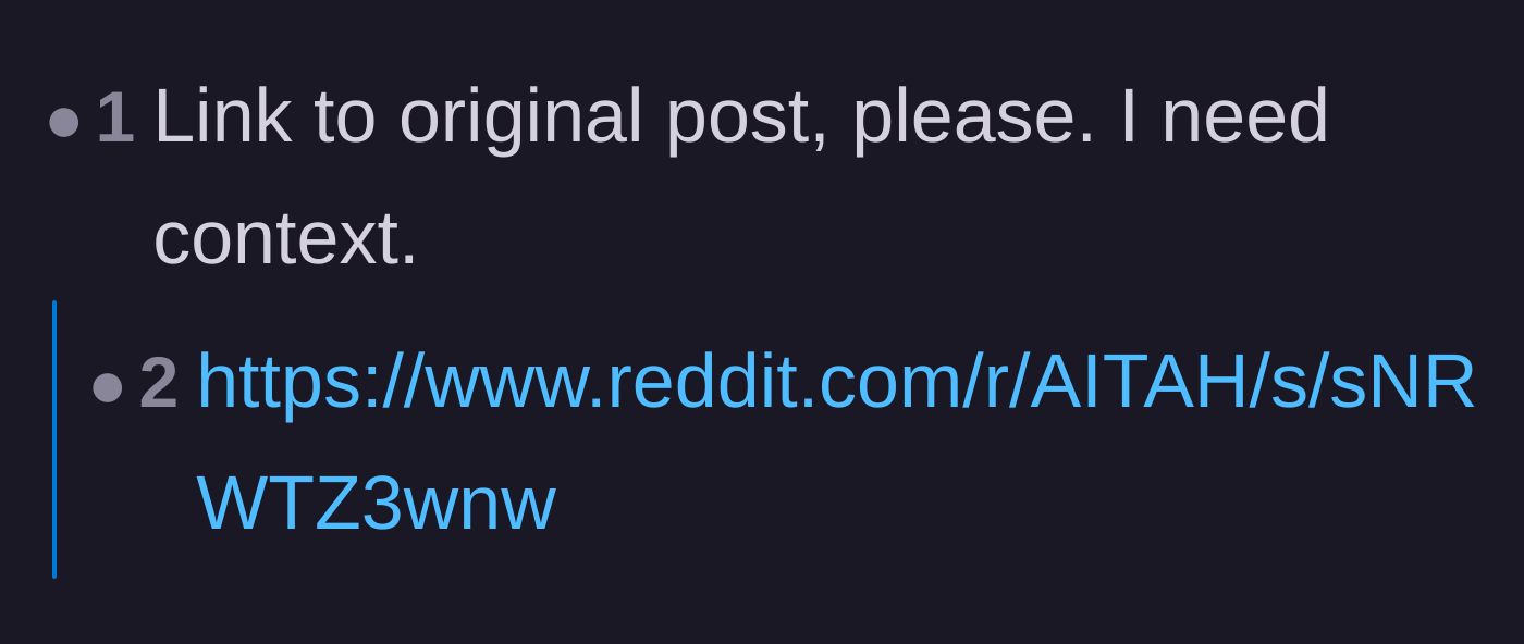 Comment thread 5 - A user asks for the link to the original context to get the full story.