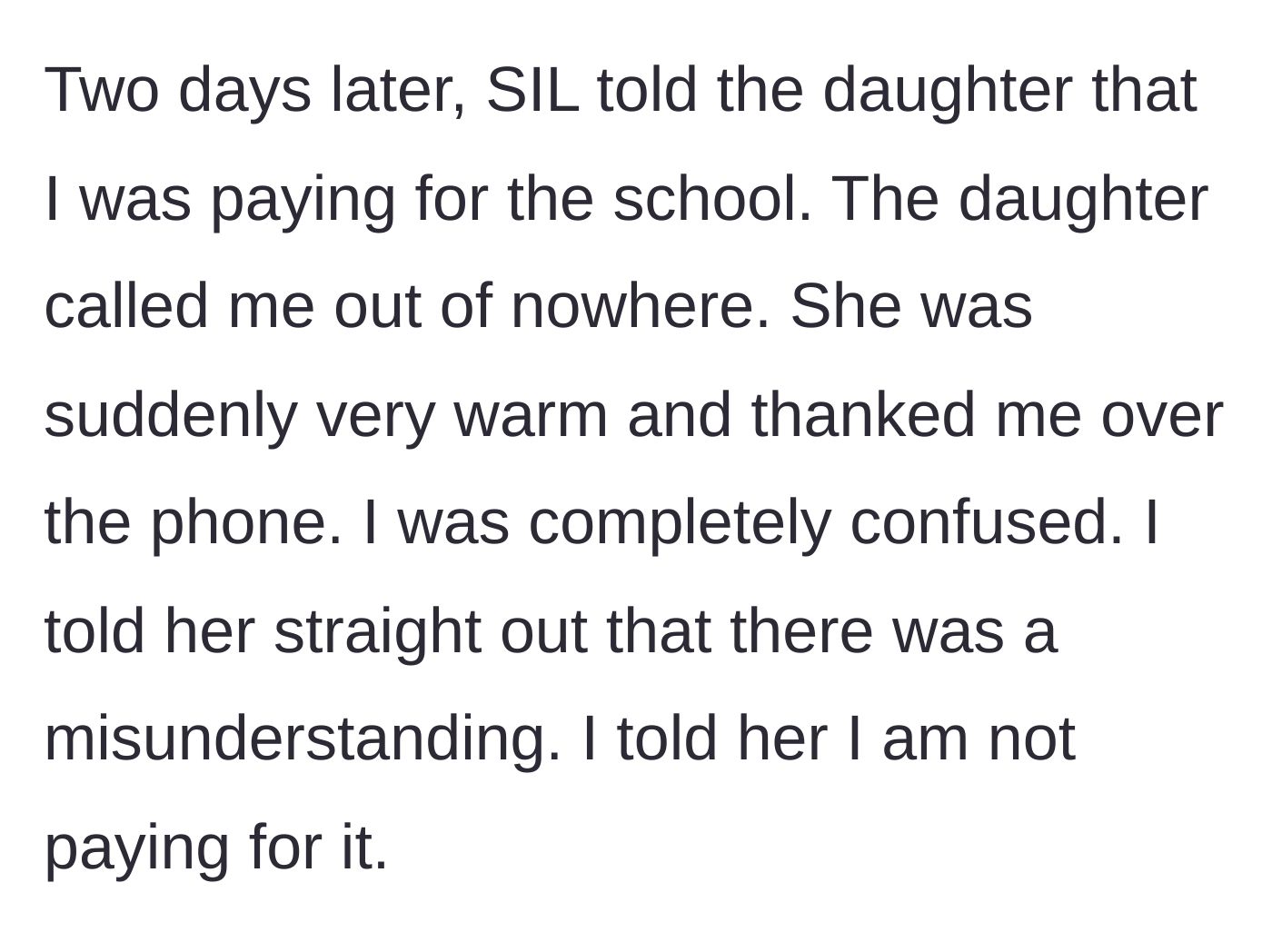 Story part 4 - Stepdaughter calls stepmom to thank her for the money after the sister-in-law meddles.
