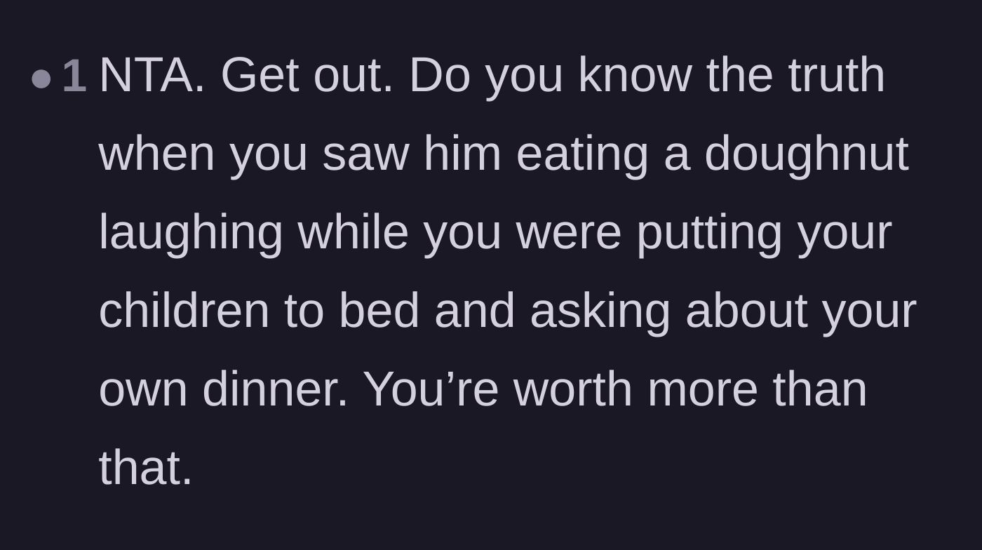 Comment thread 4 - Commenter highlighting the cruel visual of the husband laughing on FaceTime while his wife goes hungry.