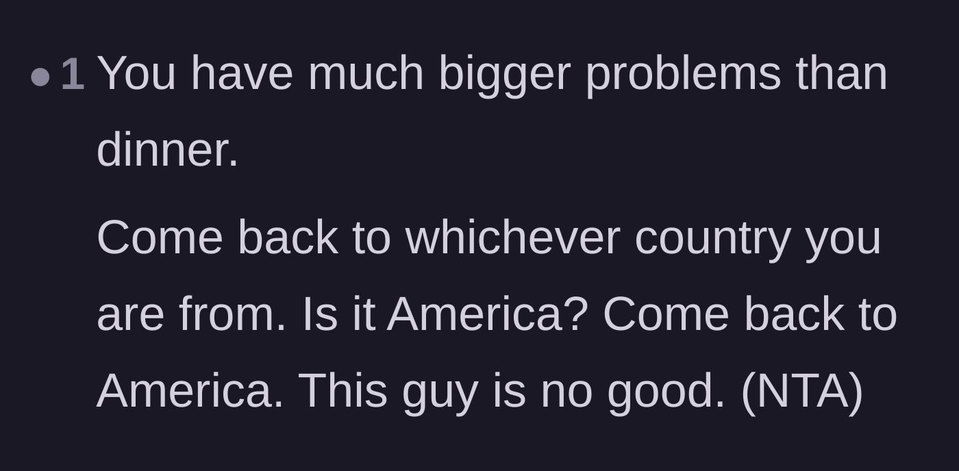 Comment thread 6 - Blunt advice telling the wife that the marriage is doomed and she needs to return to America.