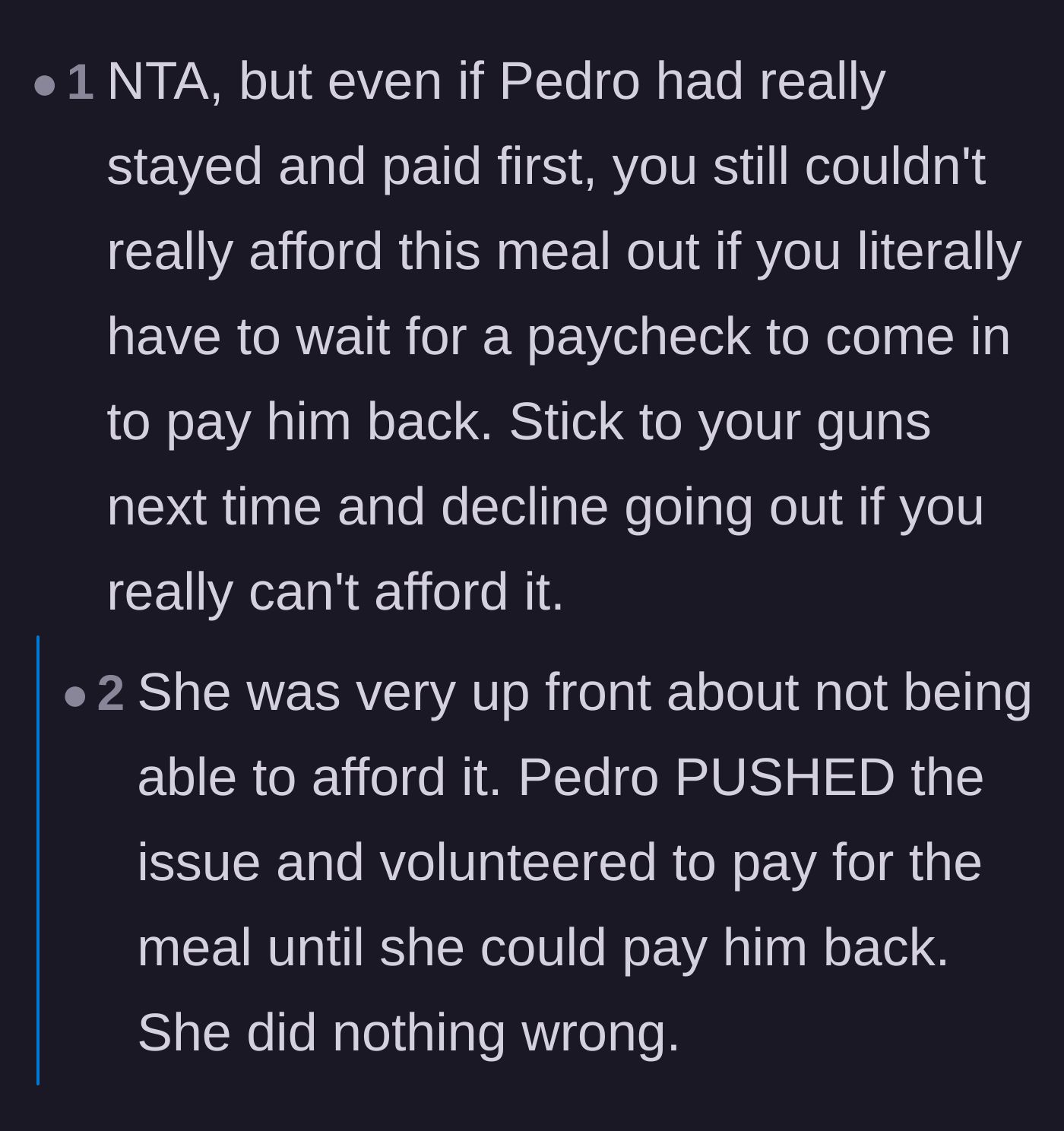 Comment thread 1 - Debating financial responsibility versus trusting a longtime friend, with extra context from the original poster