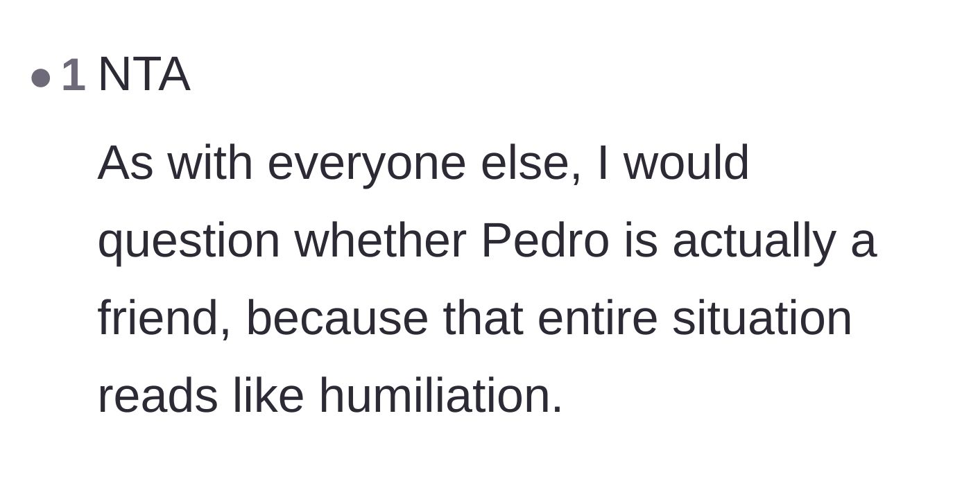 Comment thread 6 - Questioning the friendship over the blatant humiliation tactic