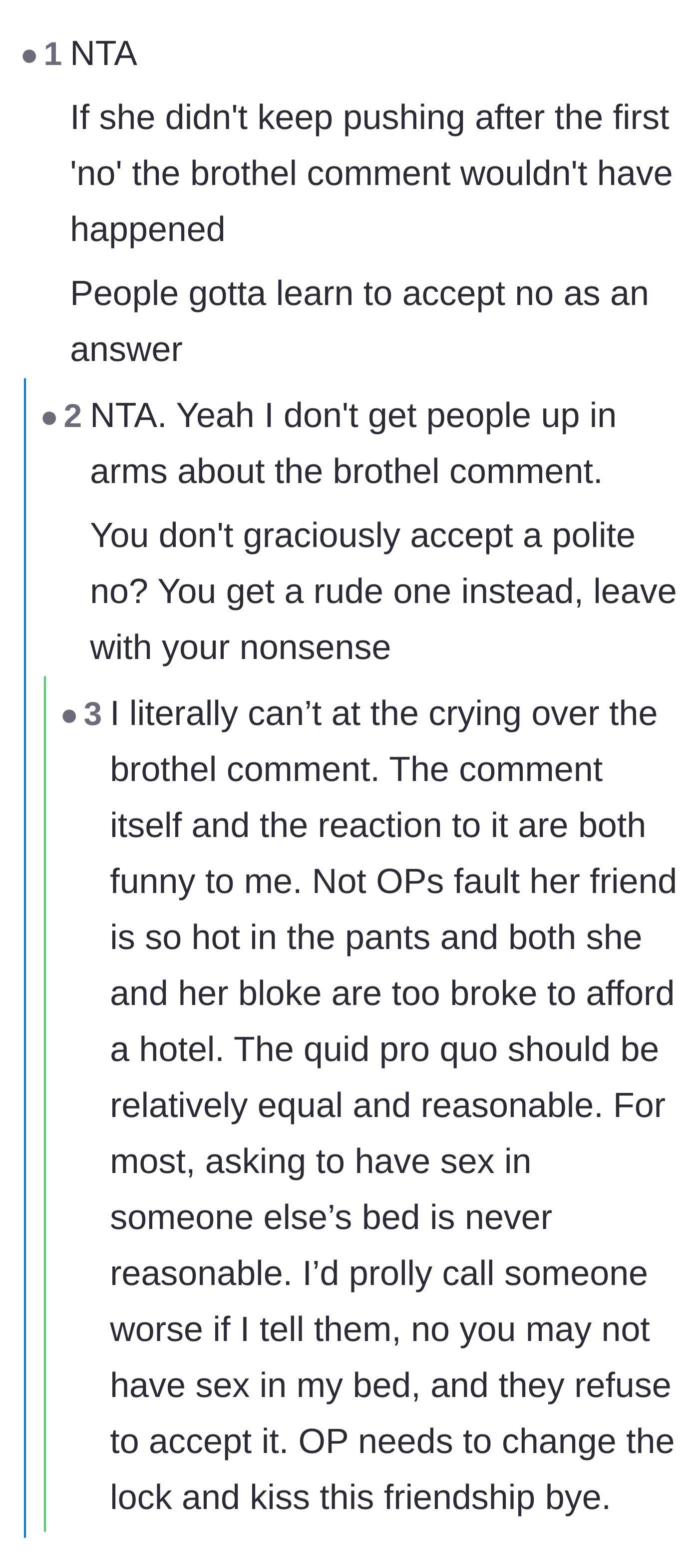 Comment thread 6 - Readers defending the author's harsh reaction and laughing at the friend's fake outrage.