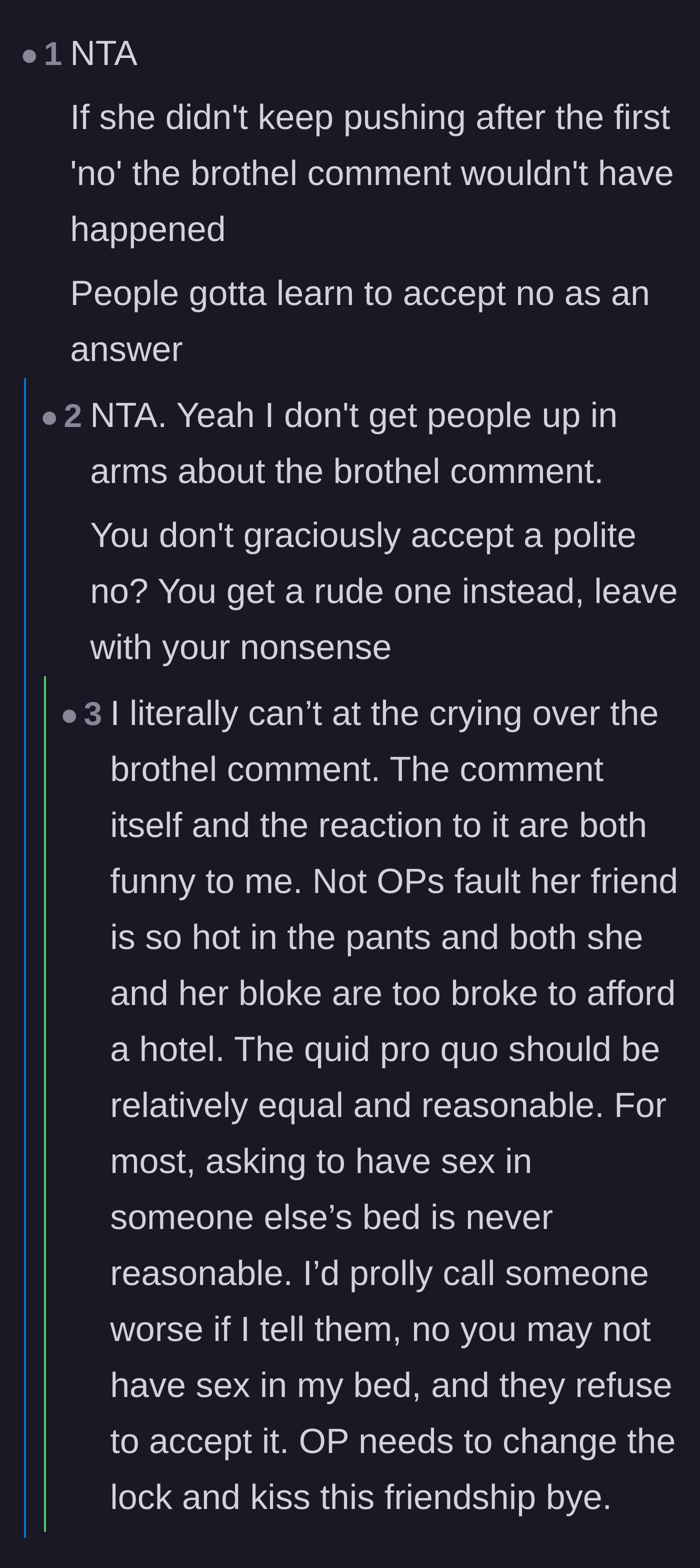 Comment thread 6 - Readers defending the author's harsh reaction and laughing at the friend's fake outrage.