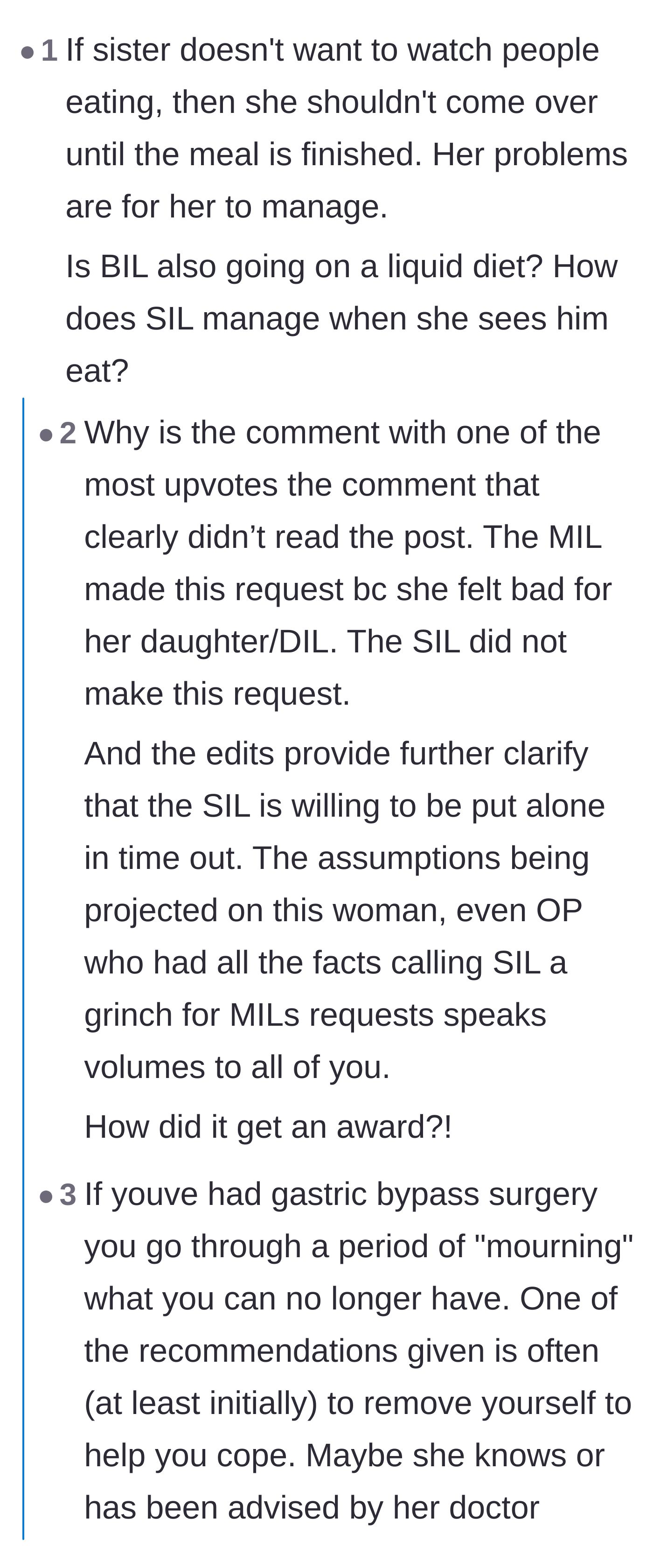 Comment thread 1 - A debate calling out the original poster for wrongfully attacking the sister-in-law when the mother-in-law was the real instigator.