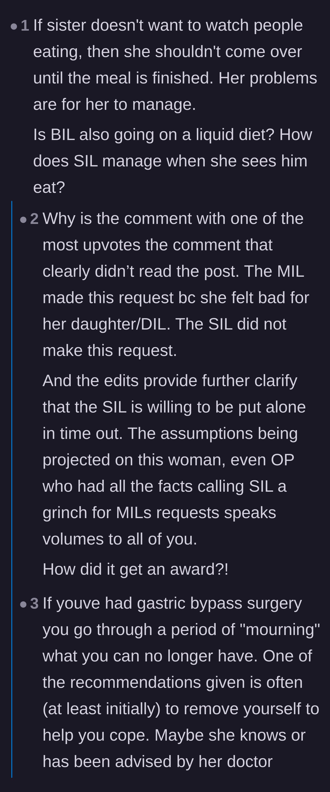 Comment thread 1 - A debate calling out the original poster for wrongfully attacking the sister-in-law when the mother-in-law was the real instigator.