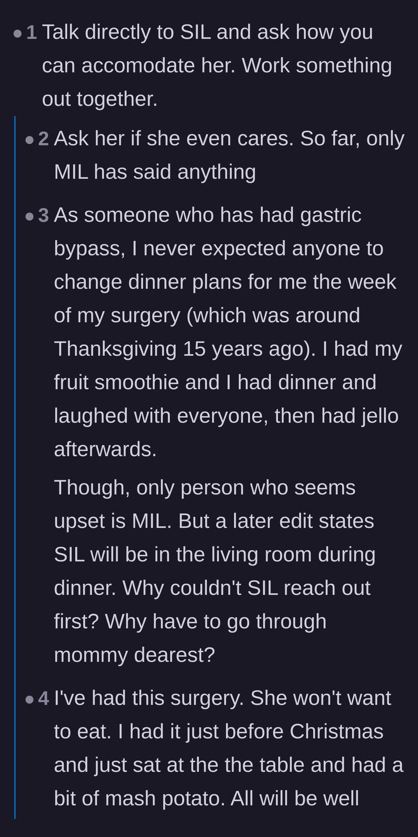Comment thread 2 - Actual gastric bypass patients chiming in to say they never expected holiday meals to be hidden from them.
