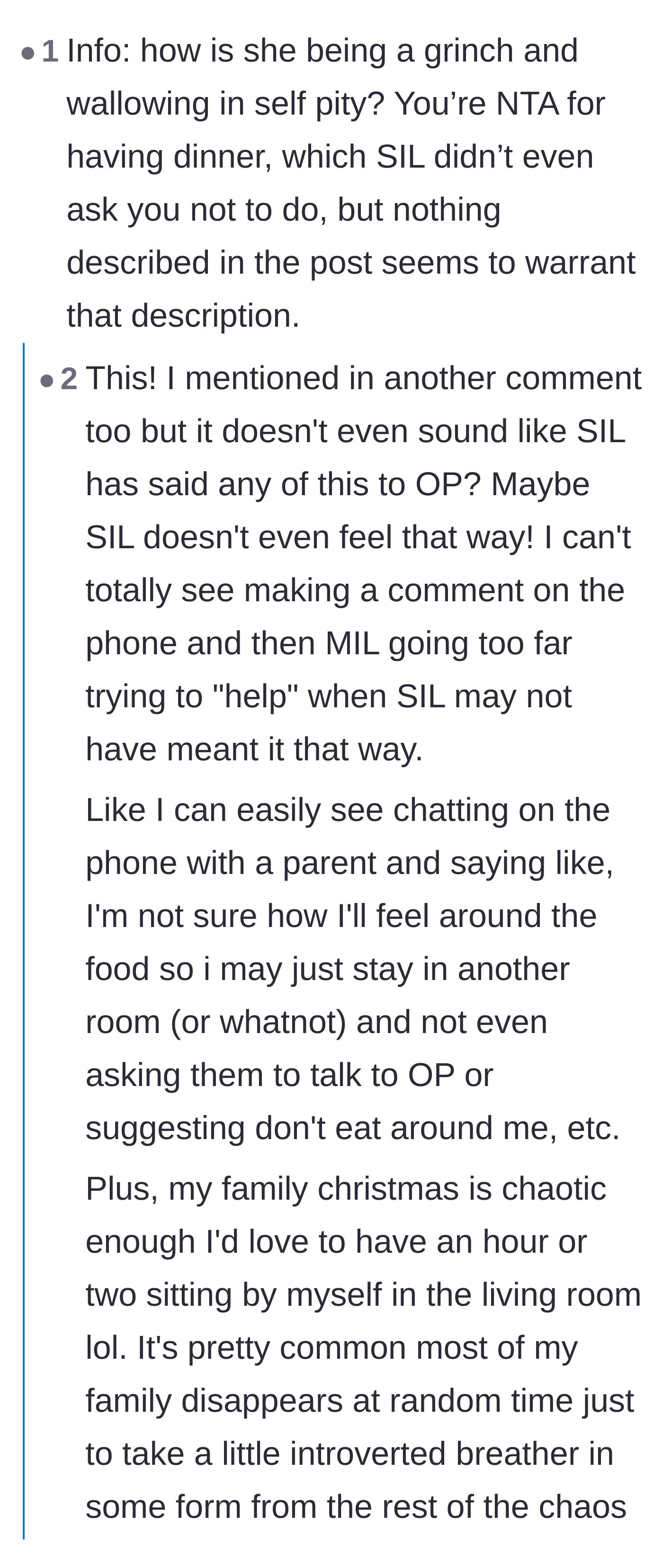 Comment thread 3 - Readers questioning the host's unprovoked hostility and contempt toward the sister-in-law.