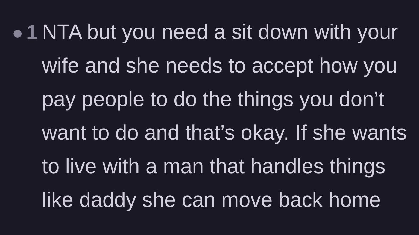 Comment thread 3 - Suggesting the husband confront his wife about her unrealistic expectations based on her father's habits.