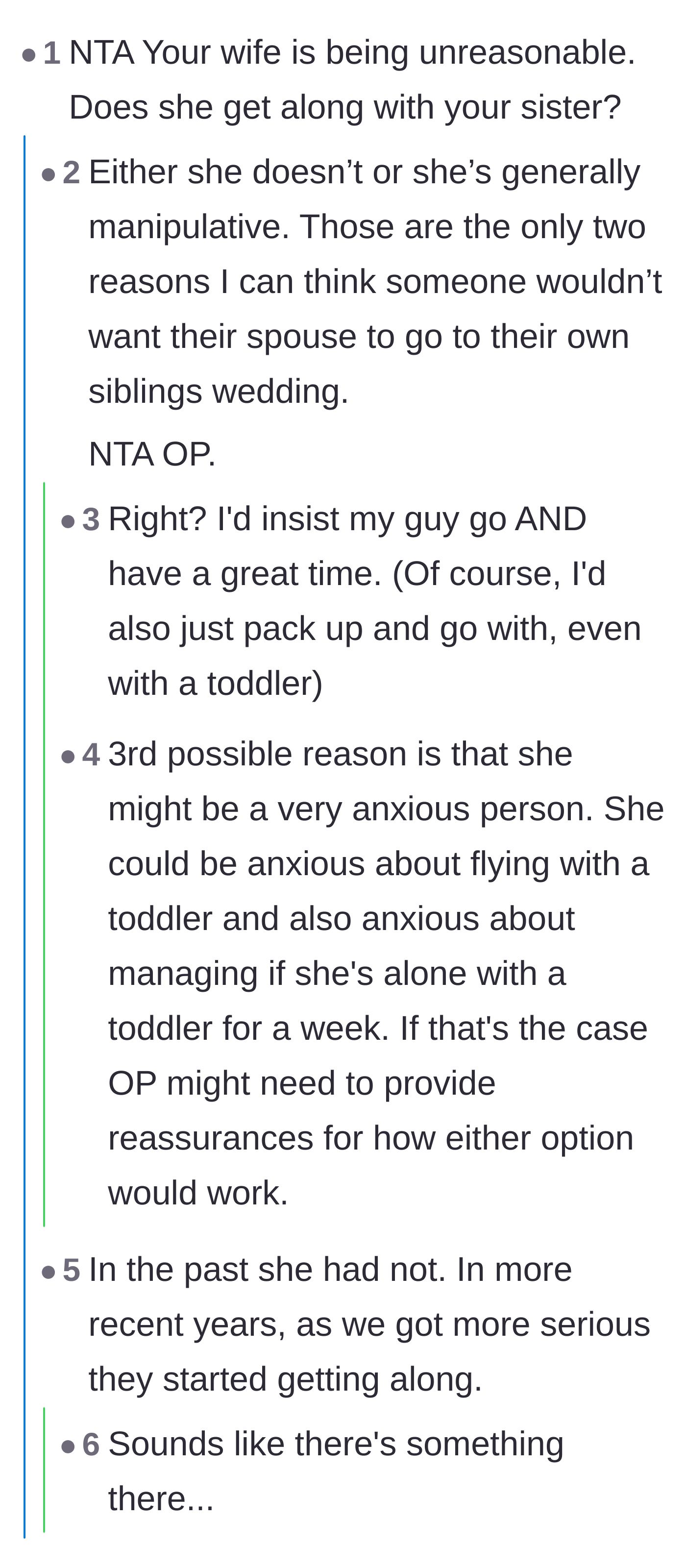 Comment thread 2 - Speculation about a hidden vendetta between the wife and the sister-in-law.