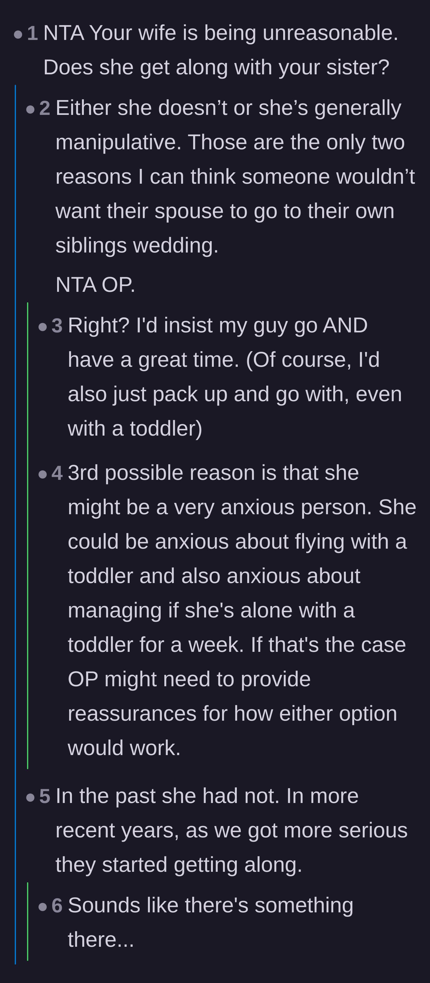 Comment thread 2 - Speculation about a hidden vendetta between the wife and the sister-in-law.