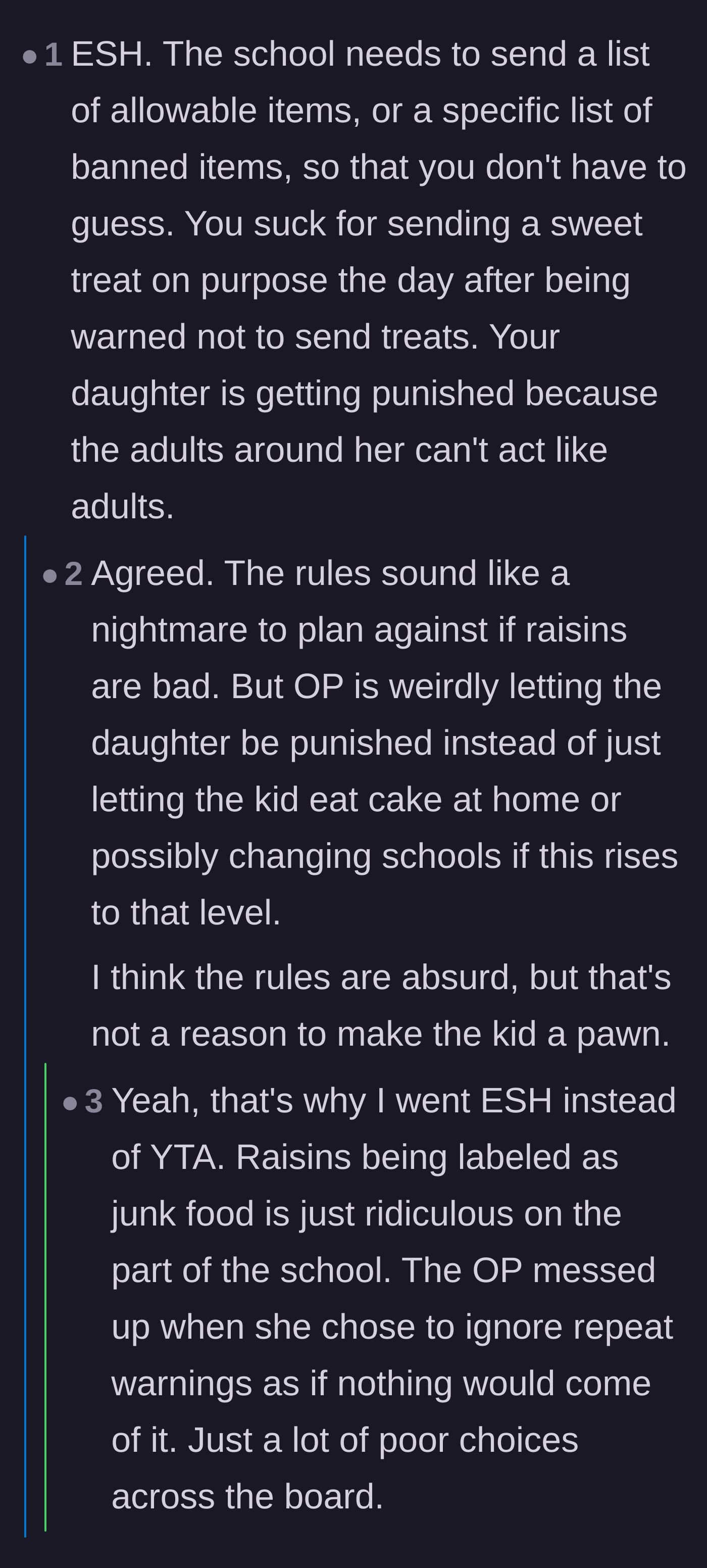 Comment thread 4 - A verdict that everyone sucks because the school lacks clear guidelines and the adults are failing the child.