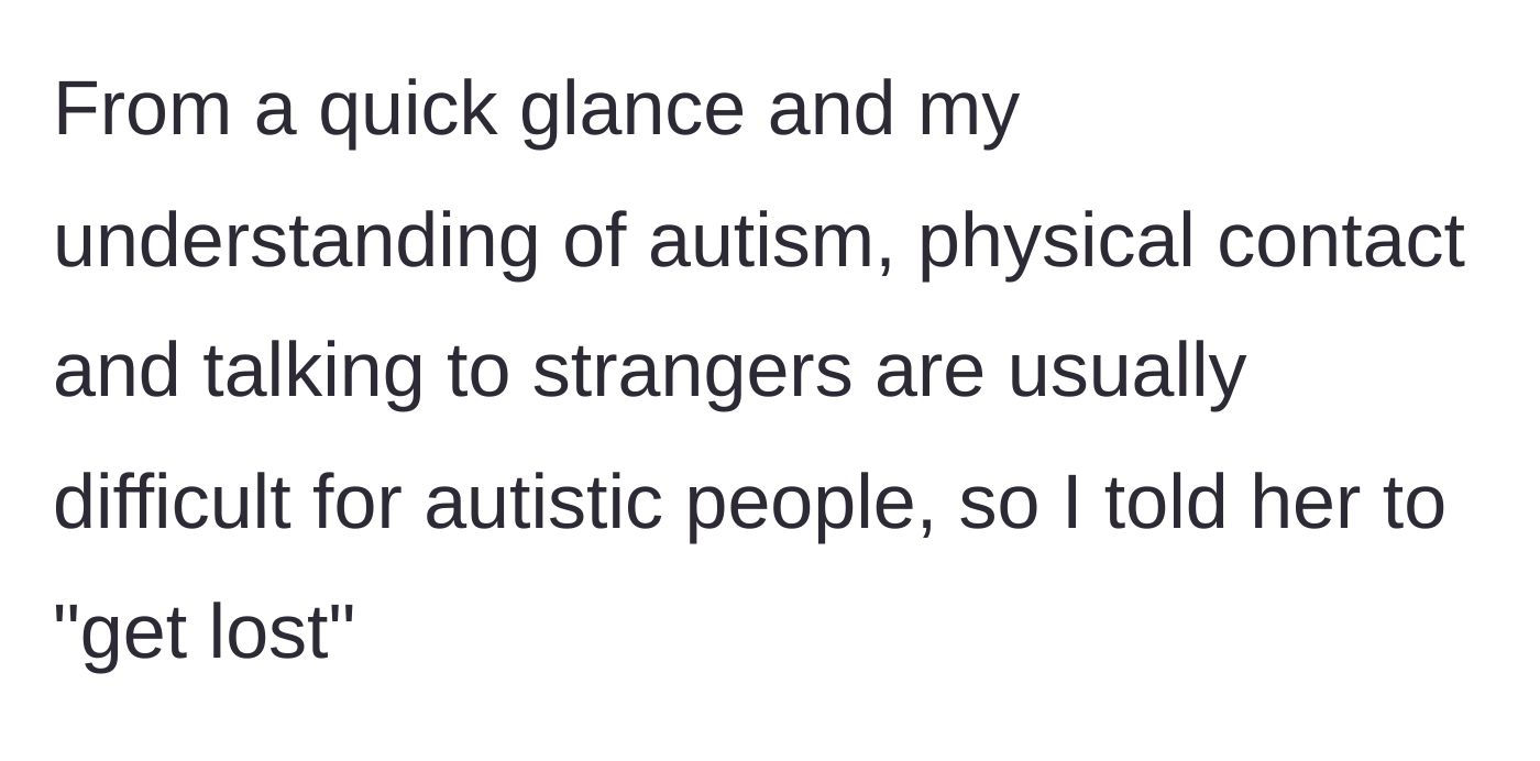 Story part 3 - The man mentally diagnoses her based on stereotypes and immediately swears at her