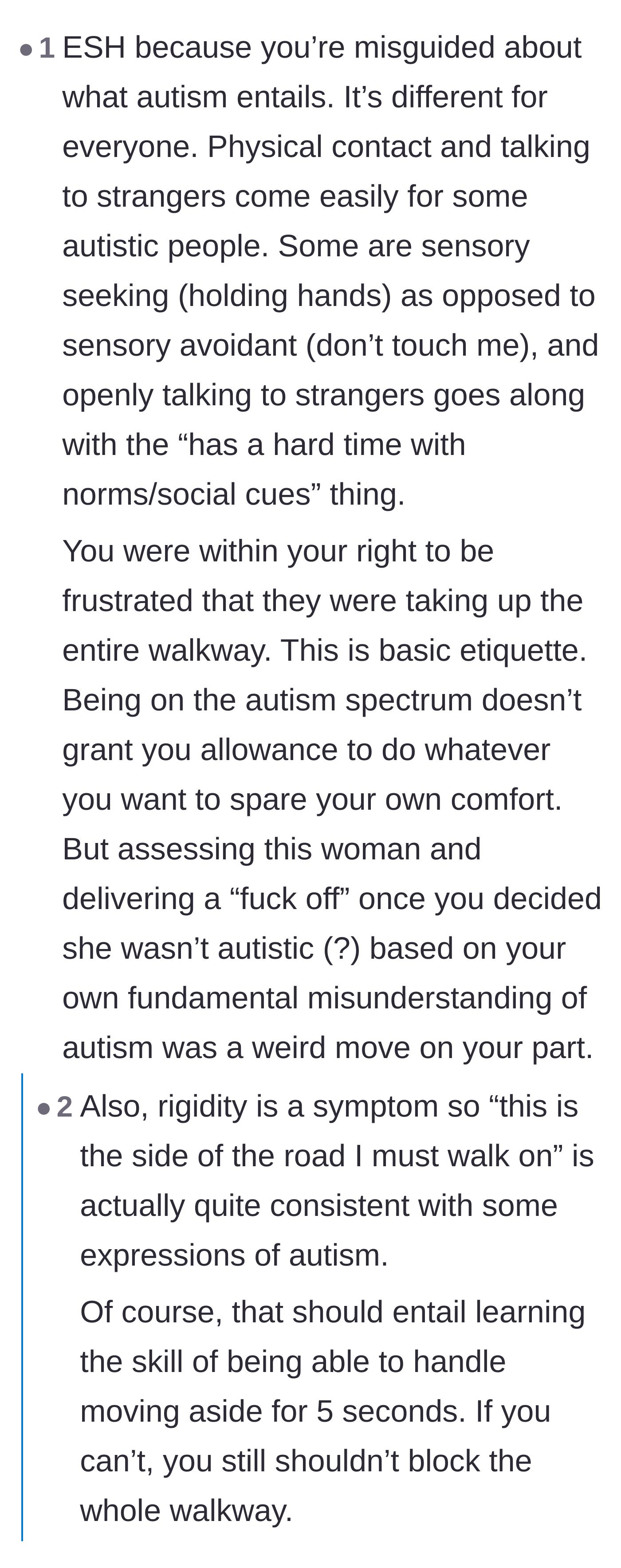 Comment thread 6 - A nuanced debate declaring everyone at fault due to the author's medical ignorance and the woman's entitlement.
