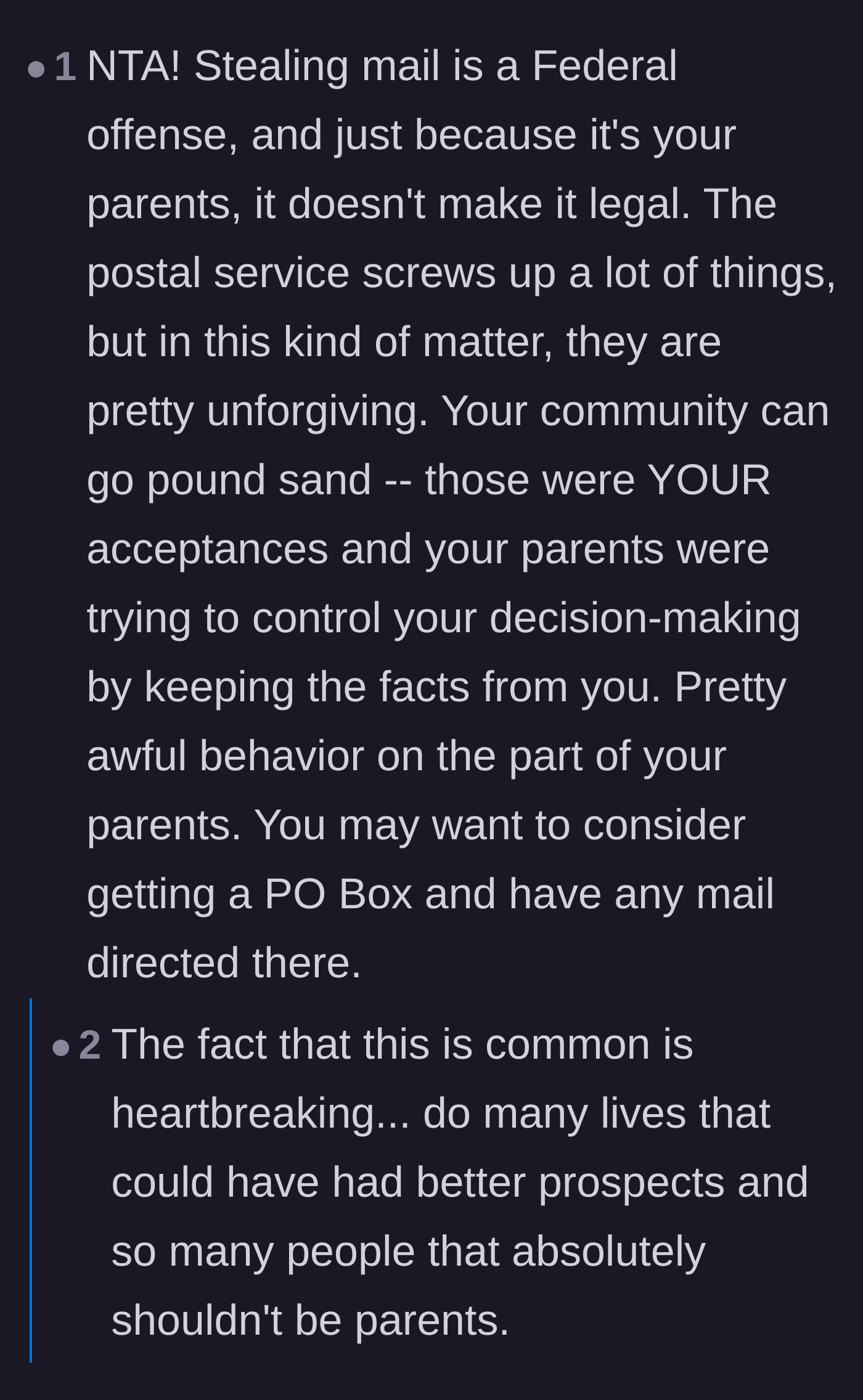 Comment thread 3 - A discussion on the tragedy of this behavior being common and advice to get a secure mailing address.
