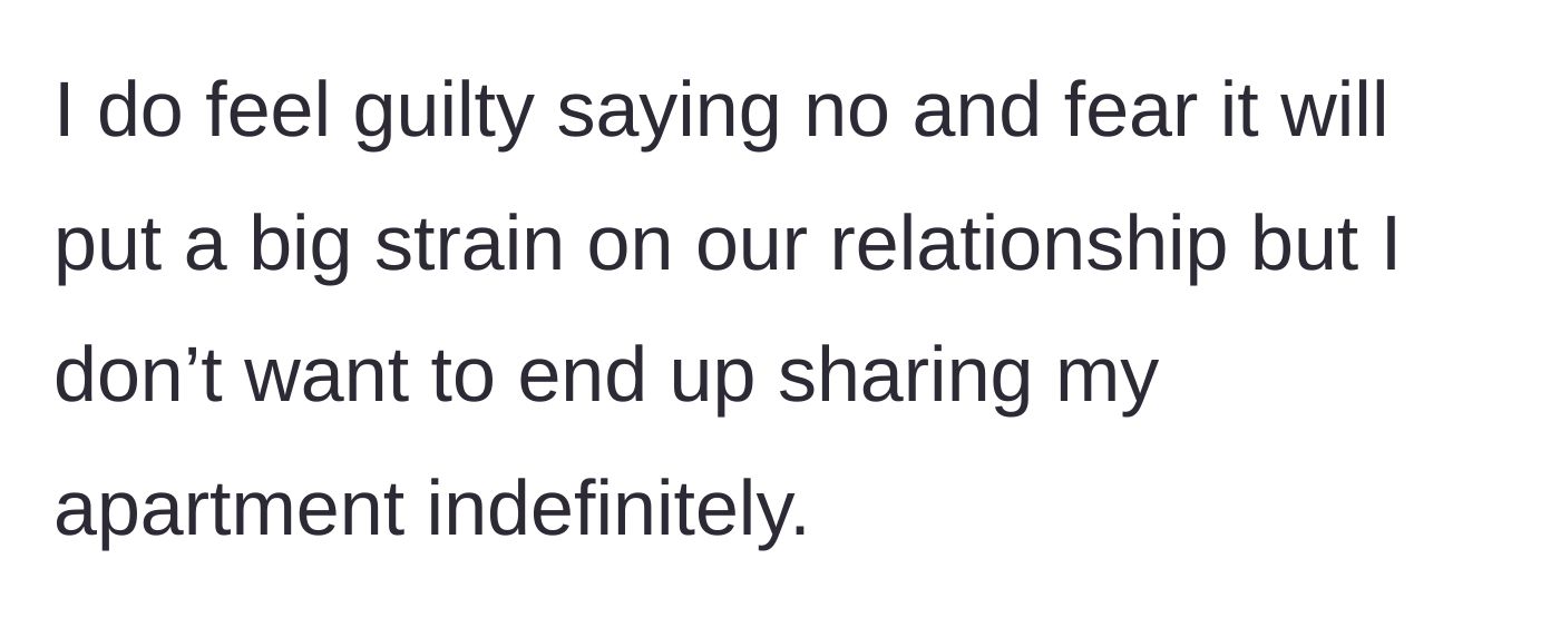 Story part 6 - Main character expresses guilt over saying no and fear of ruining the friendship.