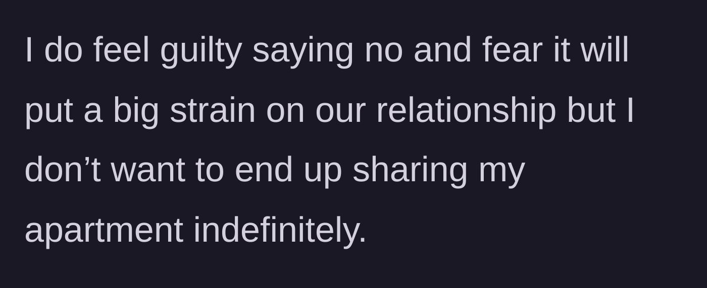 Story part 6 - Main character expresses guilt over saying no and fear of ruining the friendship.