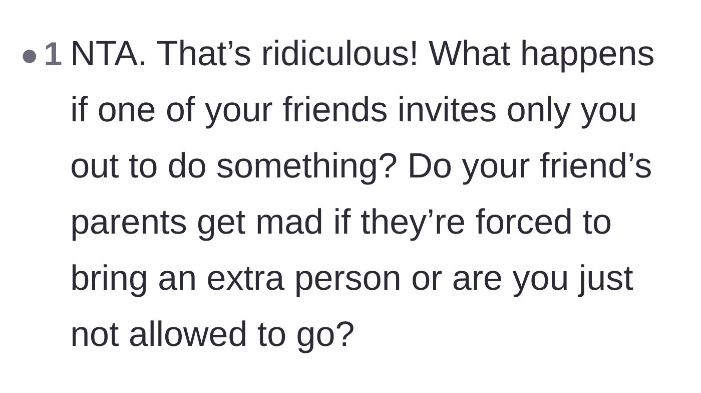 Comment thread 5 - Questions about how this forced inclusion ruins regular invitations from friends.