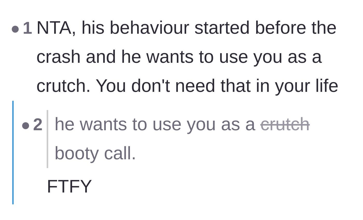 Comment thread 1 - Readers point out the ex's toxic behavior predates the tragedy and call out his hidden motives.
