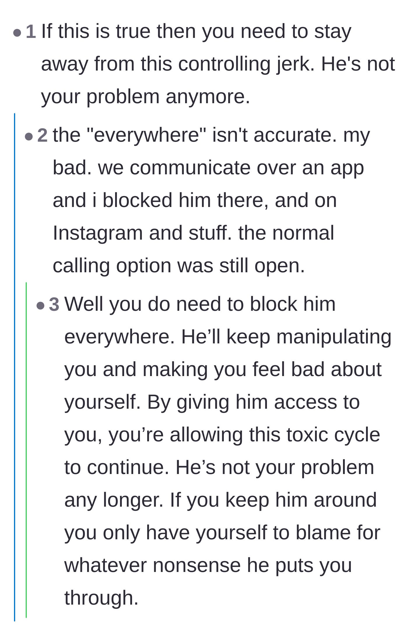 Comment thread 2 - A debate on the necessity of enforcing strict no-contact across all platforms.