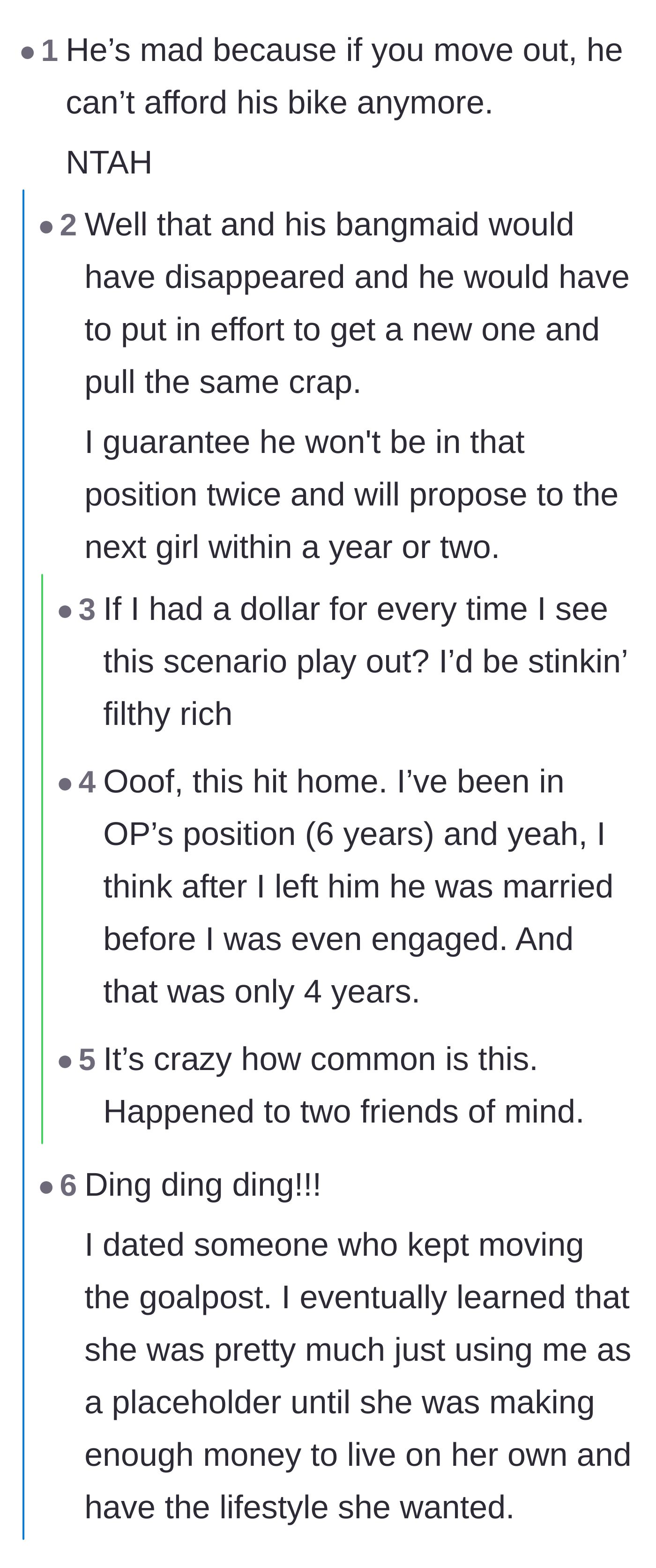 Comment thread 1 - Readers discuss how women subsidize their partners' lifestyles, sharing painful stories of exes marrying the very next girl.