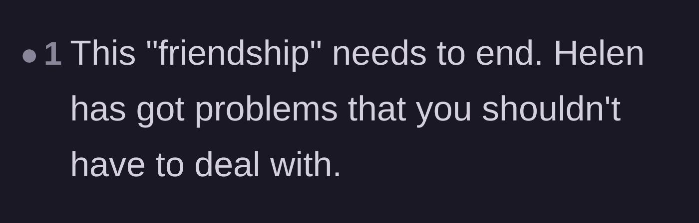 Comment thread 5 - A straightforward piece of advice telling the husband to completely end the toxic friendship.